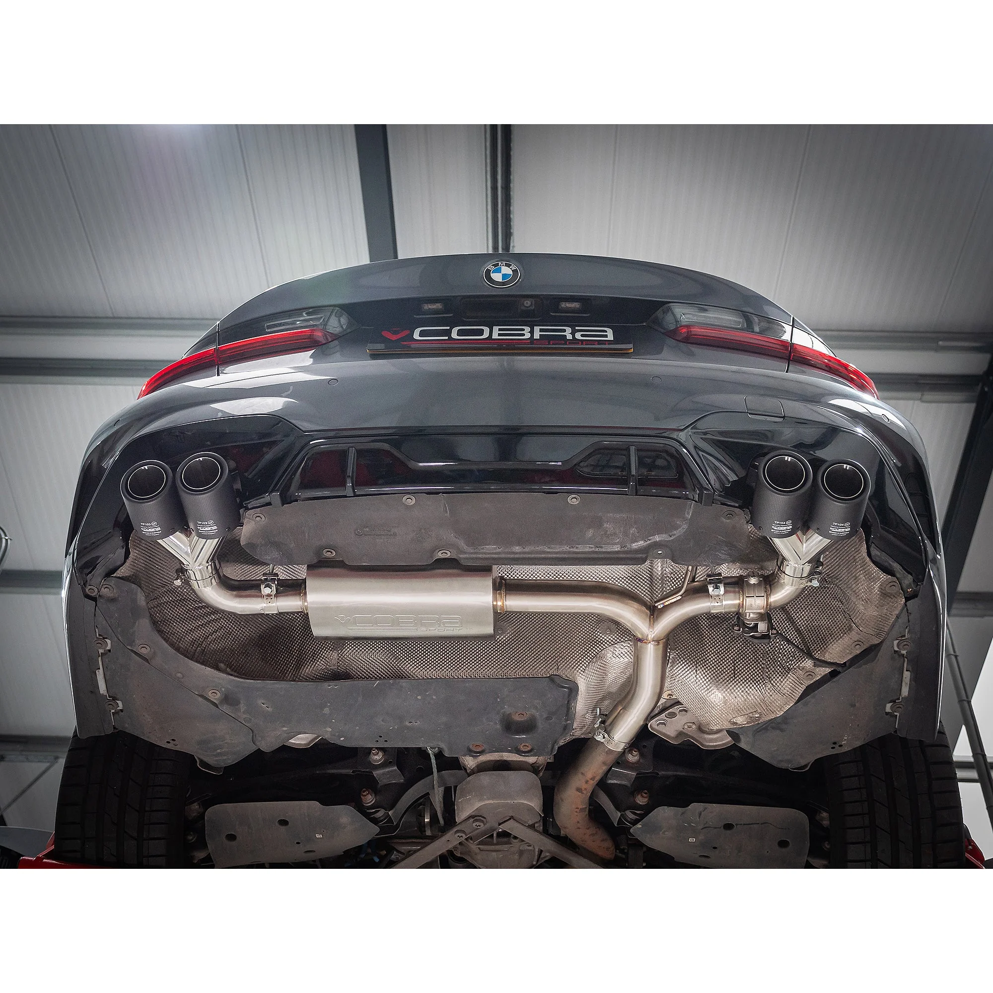 BMW 330e Touring (G21) (19>) Valved Quad Exit Rear Axle Back M3 Style Performance Exhaust - Image 4