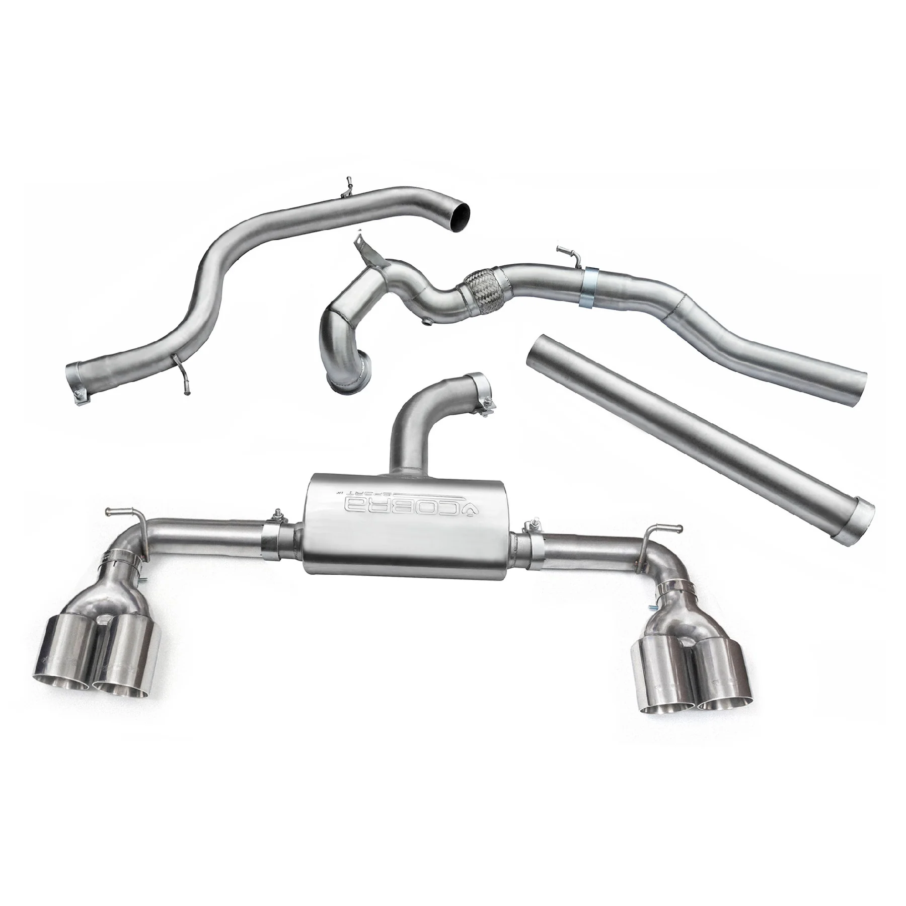 VW Golf GTI (Mk7) 2.0 TSI (5G) (12-17) Quad Exit Turbo Back Golf R Style Performance Exhaust - Image 10
